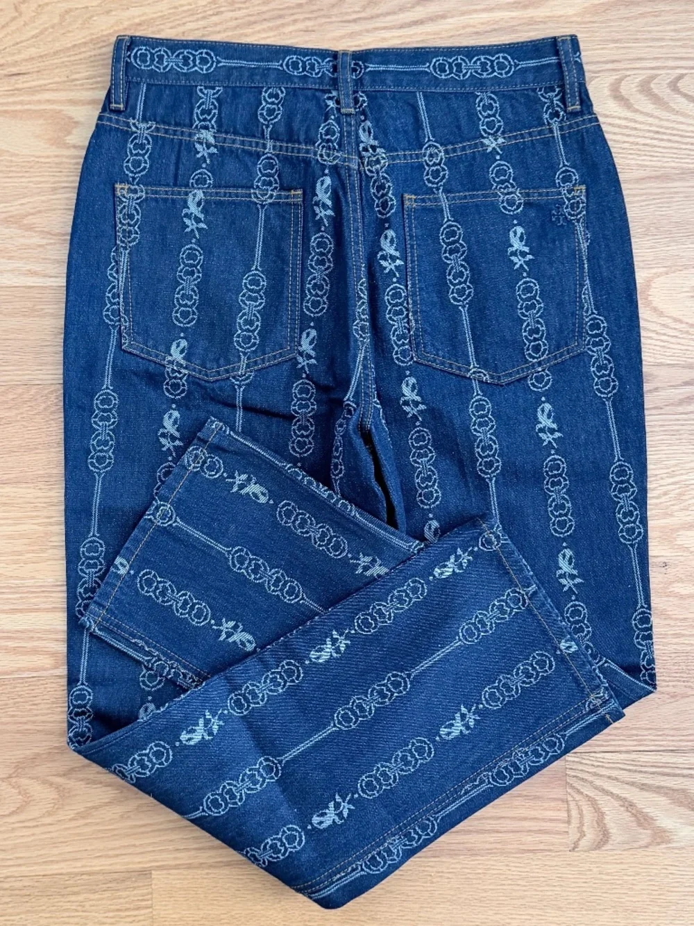 Tory Burch NWT Gemini Link Bloom Jacquard Denim Pant (30)